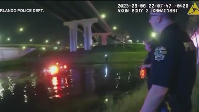 Orlando officers recount rescue of driver who crashed into pond near I-4 on-ramp