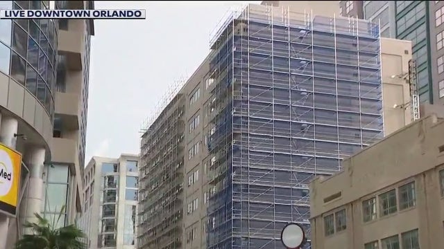 Unstable scaffolding halts downtown businesses in Orlando