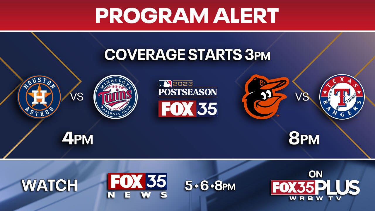 Programming note: How to watch FOX 35 News during 2023 MLB Playoffs