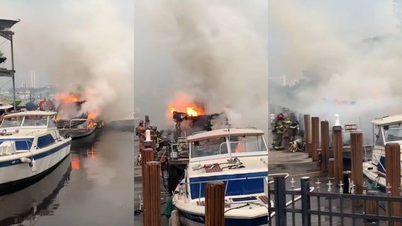 Daytona Beach firefighters tackle raging boat fire near marina on Halifax River: WATCH