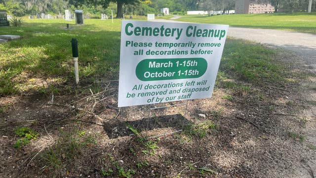 'Sickening': Family frustrated after cemetery removes decades-old gravesite decorations
