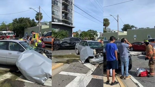2 hospitalized after Jeep flips onto 3 cars at Daytona Beach intersection, fire department says