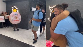 UCF football player stunned by Thanksgiving reunion surprise from Dunkin': 'This is the last thing I expected'