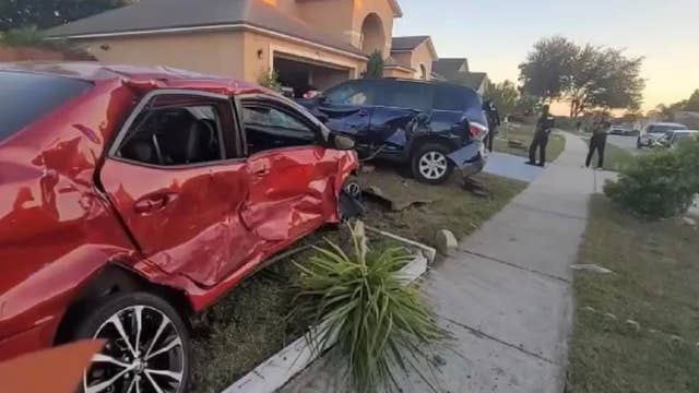 Florida family spooked after speeding car crashes into driveway on Halloween