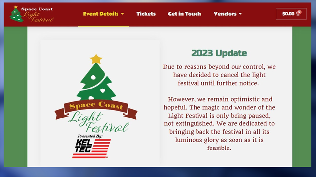Space Coast Light Festival abrubtly canceled. Here's what we know