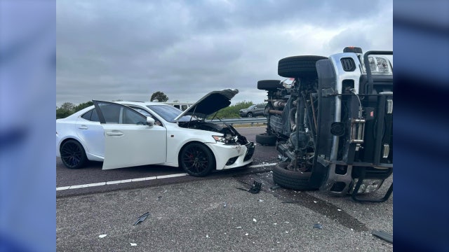Car pummels into Brevard County Fire Rescue vehicle on I-95