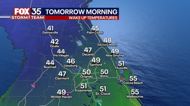 Cooler temperatures kick off week with lows dipping into 40s across Central Florida