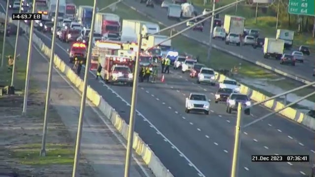 Semi driver falls asleep behind wheel and overturns truck on I-4 in Orlando, troopers say