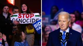Protesters chant 'genocide Joe' at Biden's abortion rights rally in Virginia