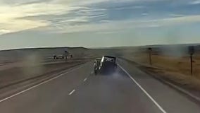 Watch: Intoxicated driver swerves across lanes, towing tireless trailer in wild Wyoming chase