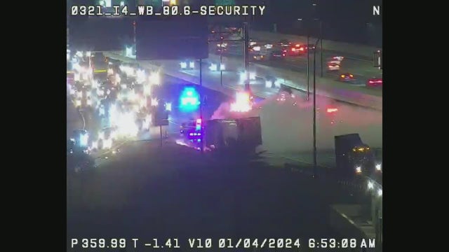 Semi fire causing traffic delays on I-4 in Orlando