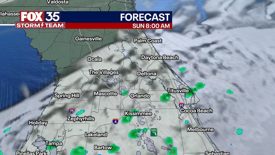 Sunday morning rain chance