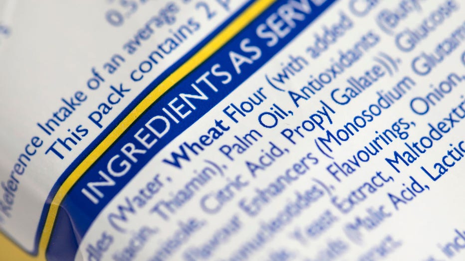 FILE - A photo illustration of the ingredients on a packet of instant noodles on Feb. 16, 2018, in London, England. (Photo illustration by Dan Kitwood/Getty Images)