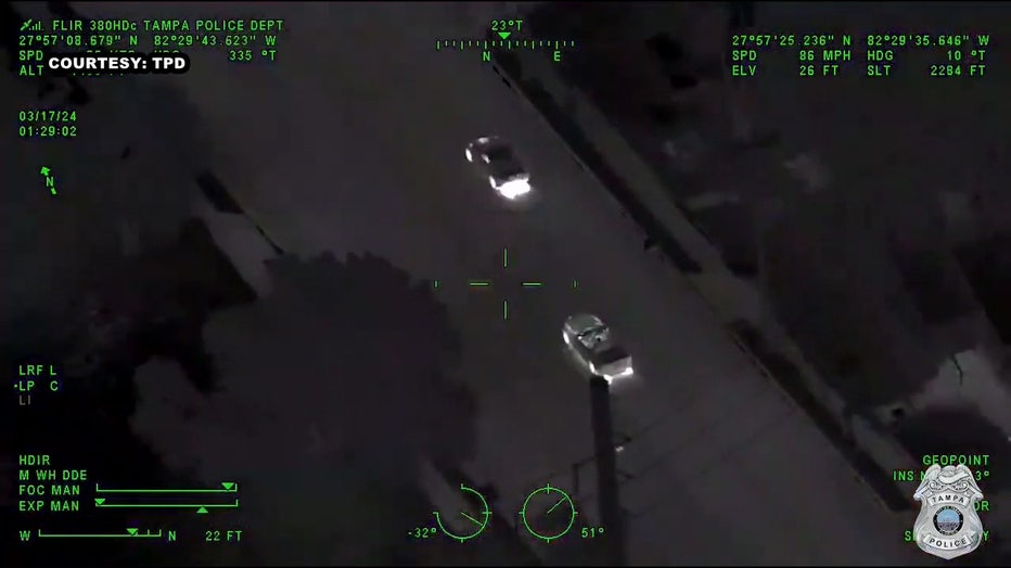 TPD's helicopter followed the cars as they sped away.