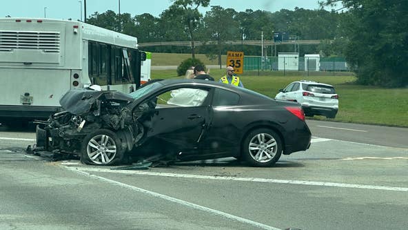 Car crashes into charter bus carrying 11 at Walt Disney World, troopers say