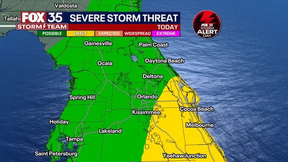 TIMELINE: Severe storms may bring Central Florida heavy rain, damaging wind gusts, hail on Sunday