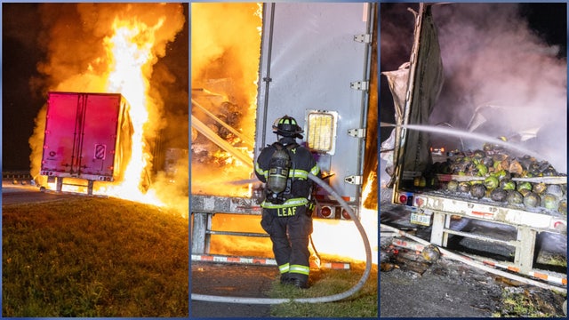 Semi hauling watermelons catches fire on I-75 in Marion County