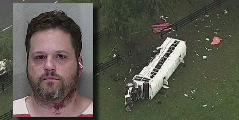 Truck driver that sideswiped bus in deadly Florida crash charged with 8 counts of DUI manslaughter: FHP