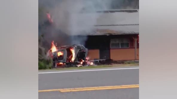 Marion County driver killed in fiery crash after striking 3 cars, vet clinic building: FHP