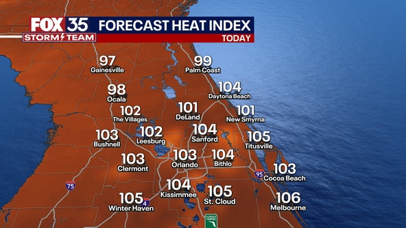 Scorching heat, triple-digit indices expected in Central Florida, rainfall anticipated
