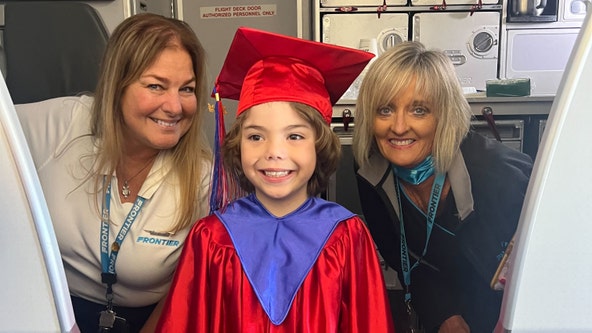Florida boy's missed kindergarten graduation celebrated onboard Frontier Airlines flight