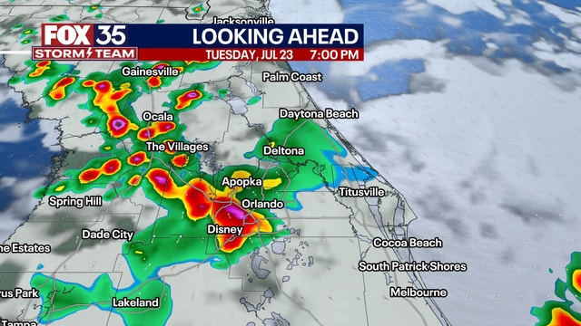 TIMELINE: Afternoon showers return Tuesday afternoon with highs in mid-90s
