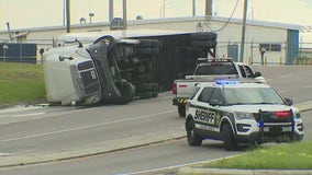 18-wheeler carrying 400 gallons of bleach overturns in Orange County, officials say