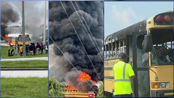 School bus catches fire along I-95 near Palm Bay Road in Brevard County