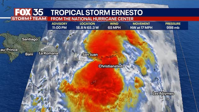 Tropical Storm Ernesto could strengthen into hurricane as it passes near Puerto Rico: NHC
