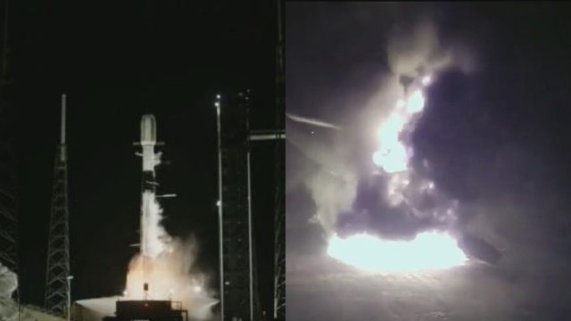 VIDEO: SpaceX Falcon 9 booster catches fire after landing mishap following launch from Florida