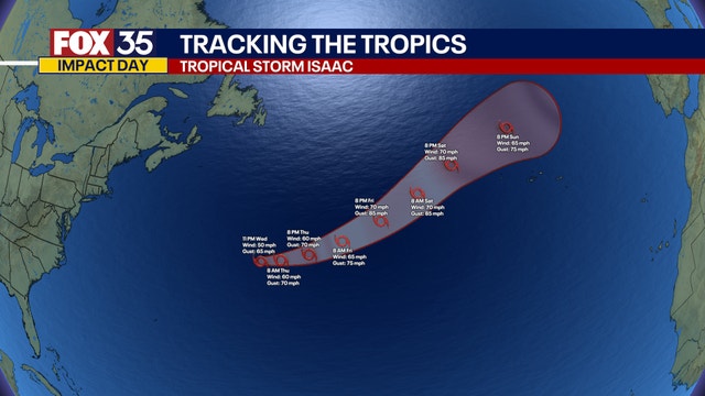 Tropical Storm Isaac becomes 9th named storm of 2024 Atlantic hurricane season
