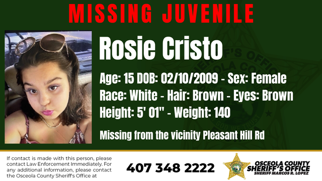 15-year-old girl missing from Osceola County for nearly a month