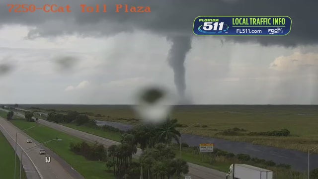Video: Florida traffic camera captured tornado as Hurricane Milton impacts state