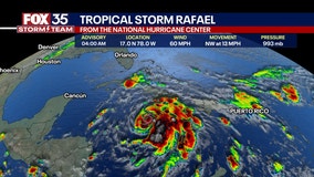 Tropical Storm Rafael likely to develop into Category 1 hurricane over the next 36 hours