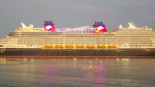 Disney's brand-new cruise ship arrives at Port Canaveral after rescuing 4 people on Monday