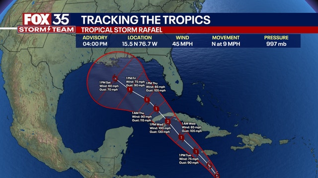 Tropical Storm Rafael forms, expected to become hurricane in Gulf of Mexico