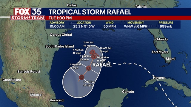 Invest 98L forms near Bahamas, as Tropical Storm Rafael spins in Gulf of Mexico