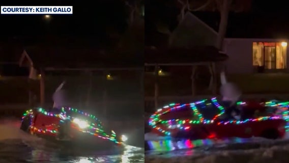 VIDEO: Sports car boat does donuts during Christmas parade before crash: Eyewitness