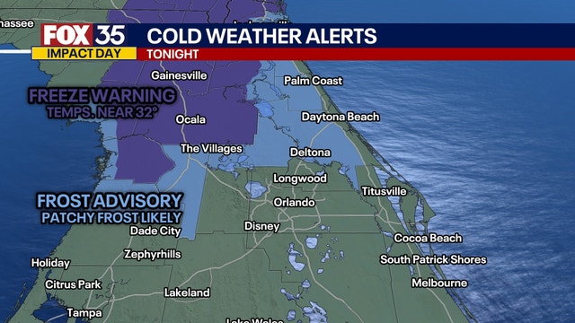 Orlando weather: FOX 35 declares Weather Impact Day with freeze warnings, frost advisories