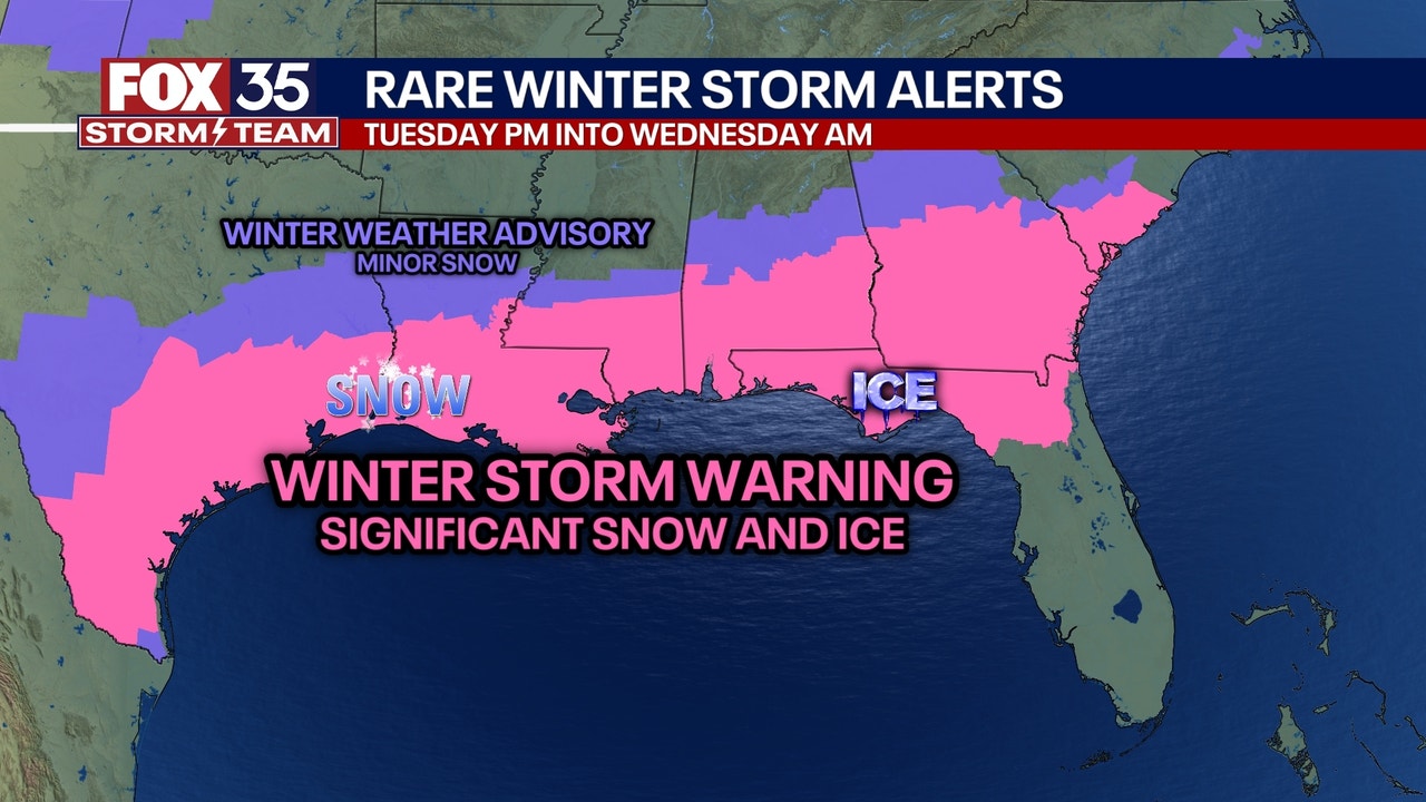 Florida winter storm Timeline, impacts, snow, ice and rain forecast