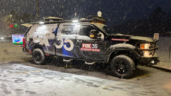 FOX 35 Thunder Truck tracks snow for the first time in rare Florida winter storm