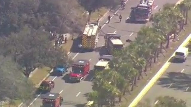 3 injured after 2 cars catch fire in major crash; northbound lanes of Narcoossee Road reopen in Lake Nona