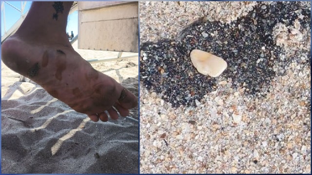 Florida beachgoers discover mysterious sticky substance washing ashore