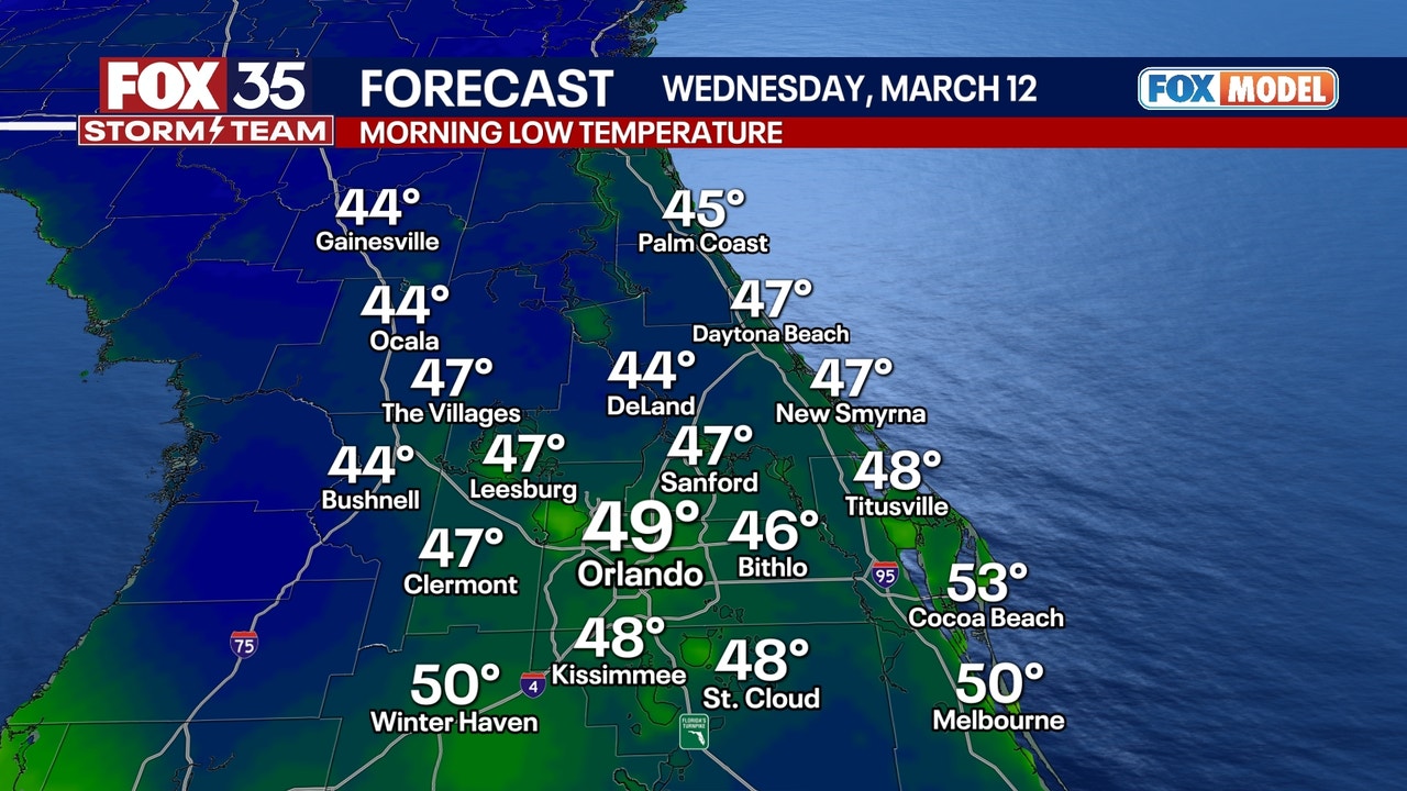 Orlando weather: Chilly night ahead of Wednesday warm up | FOX 35 Orlando