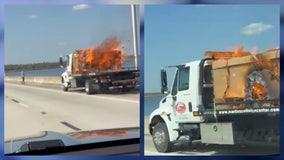 Vehicle fire blocks traffic on S.R. 417 in Seminole County