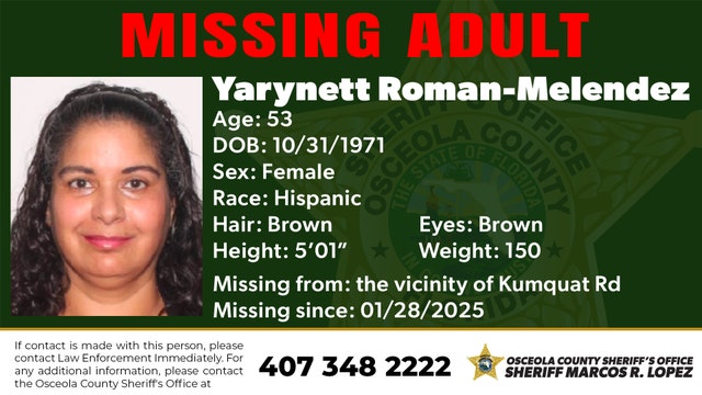 Osceola County Sheriff’s Office seeks help in locating woman missing since January
