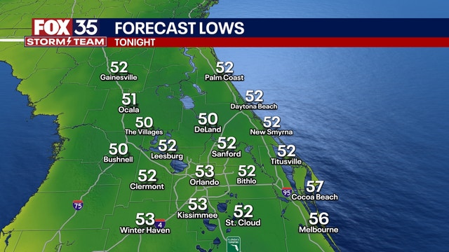 Orlando weather: Temperatures in the 50s tonight into tomorrow morning, the first day of spring