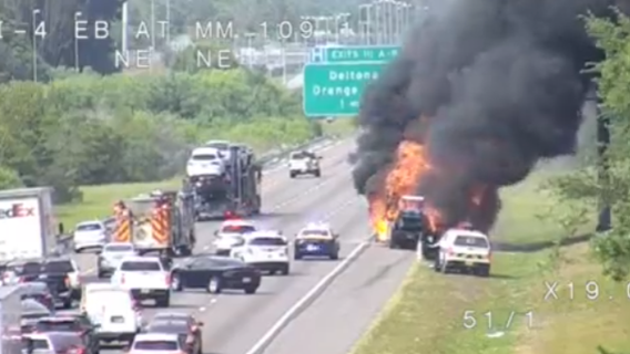 Vehicle fire disrupts traffic on I-4 Eastbound for several hours near Deltona, causing delays