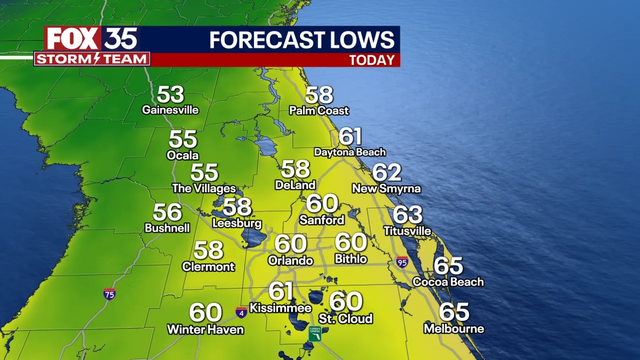 Orlando weather: Cool start to the day; below-normal temperatures through the afternoon