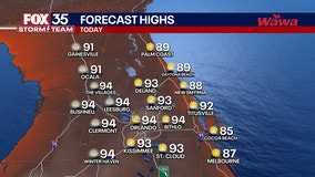 Orlando weather: Hot day with temps approaching the mid-90s for most of Central Florida